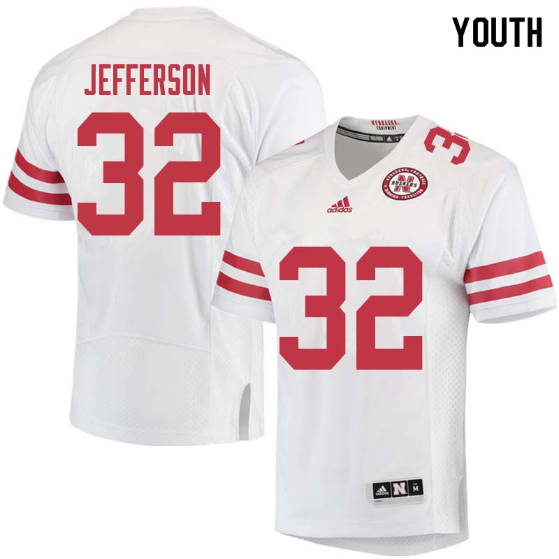 Youth #32 Pernell Jefferson Nebraska Cornhuskers College Football Jerseys Sale-White - Click Image to Close